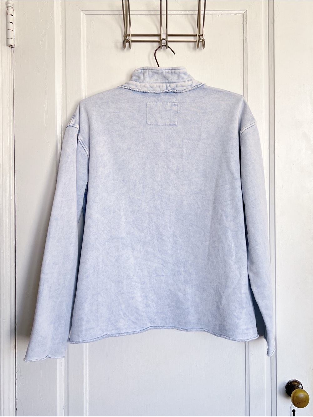 Frank & Eileen • Patrick Popover Henley Triple Fleece cotton terry Mineral Blue - Picture 10 of 11
